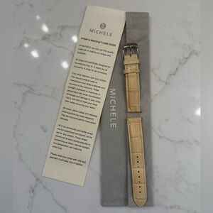 Michele Beige Leather Watch Strap